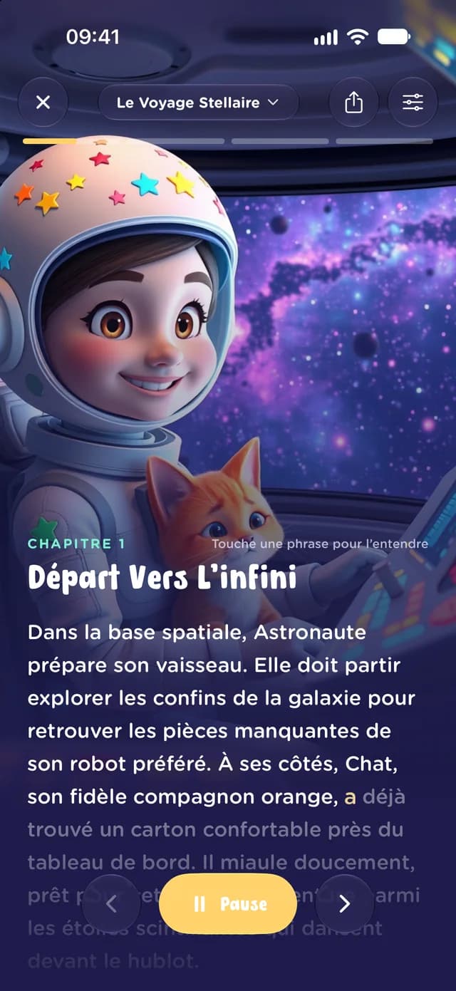 Le lecteur d’histoires MiniMinds, dont les mots s’illuminent pendant que le narrateur lit
